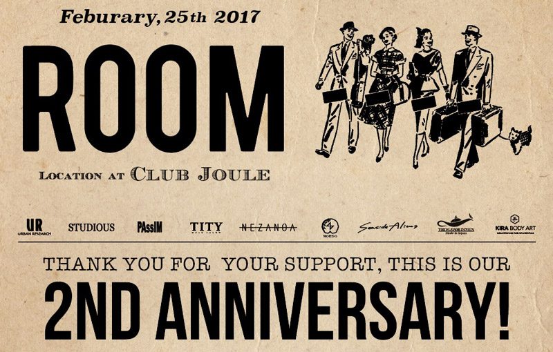 【2/25】club JOULEにて開催の注目パーティ『ROOM 2ND ANNIVERSARY』