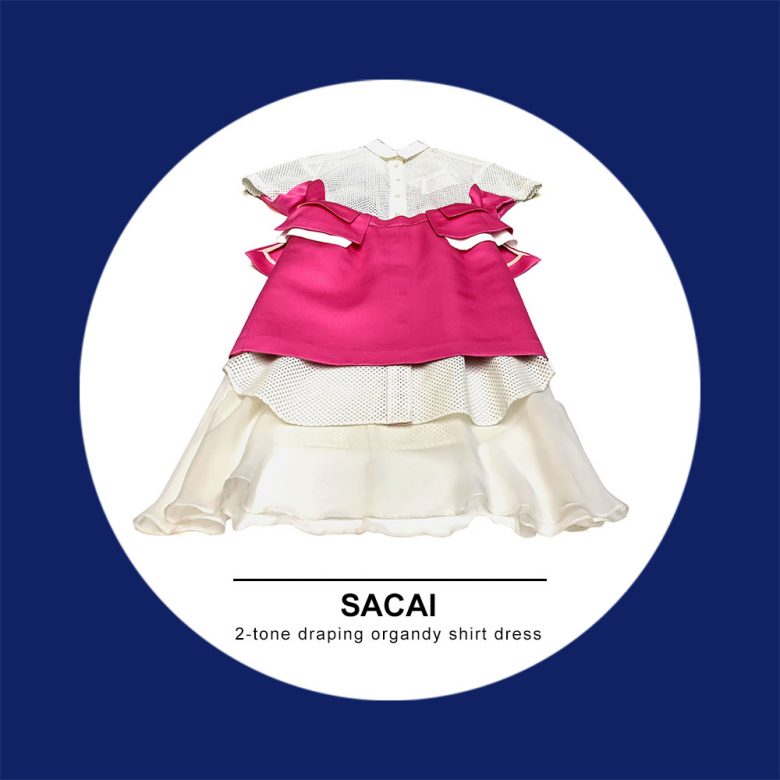 SACAI<br />
2-tone draping organdy shirt dress<br />
SPECIAL PRICE : ¥49,980 → ¥34,980（税抜）<br />
<br />
<br />
