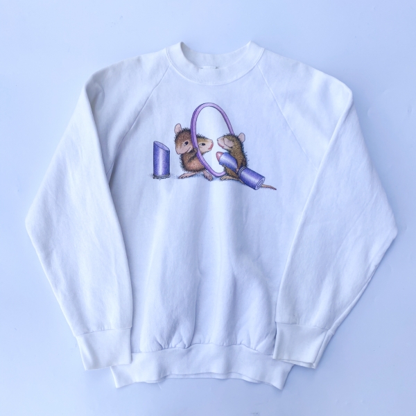 Funny mouse make up sweatshirt / WHT<br />
